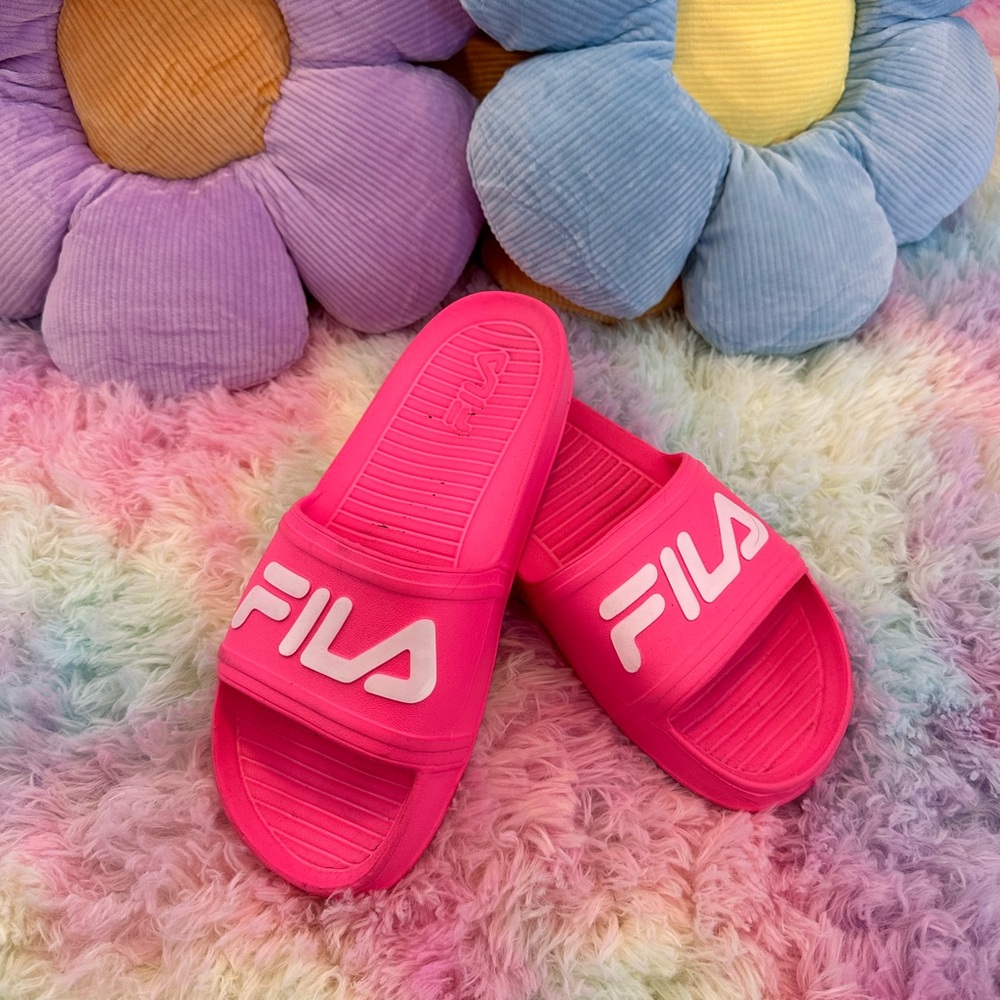 Fila Bright Pink Slide Sandals